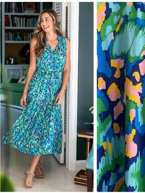 Walker & Wade Green Blue Alexis Midi Maxi Dress XS